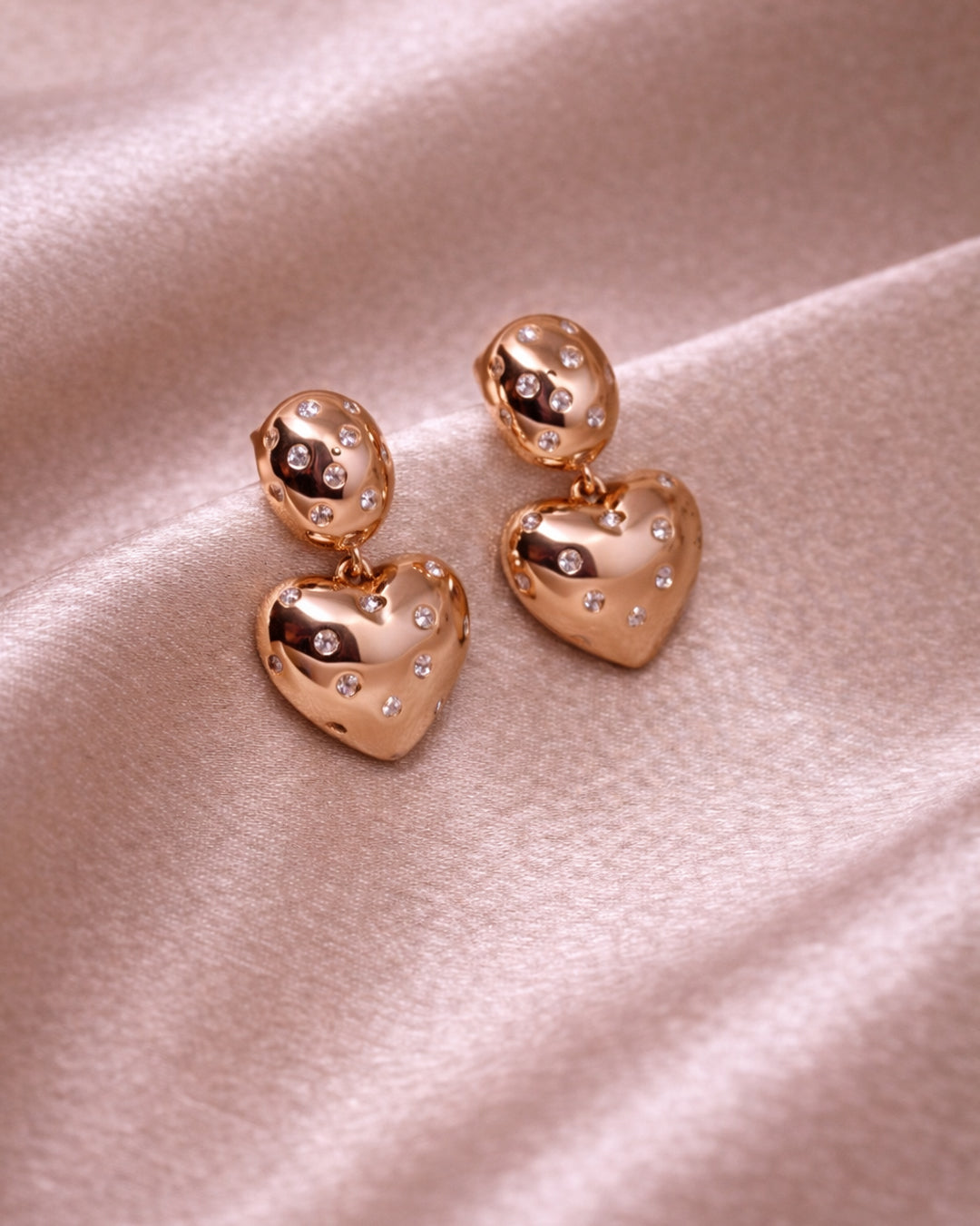 Atria 925 Sterling Silver Rose Gold Heart Drop Earrings