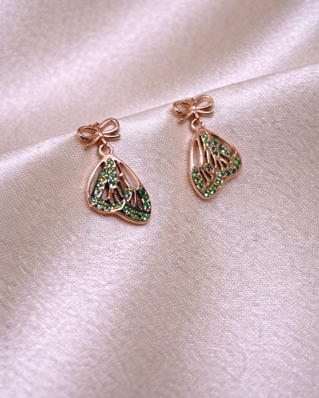 Nature Swirl 925 Sterling Silver Rose Gold Bow Drop Earrings
