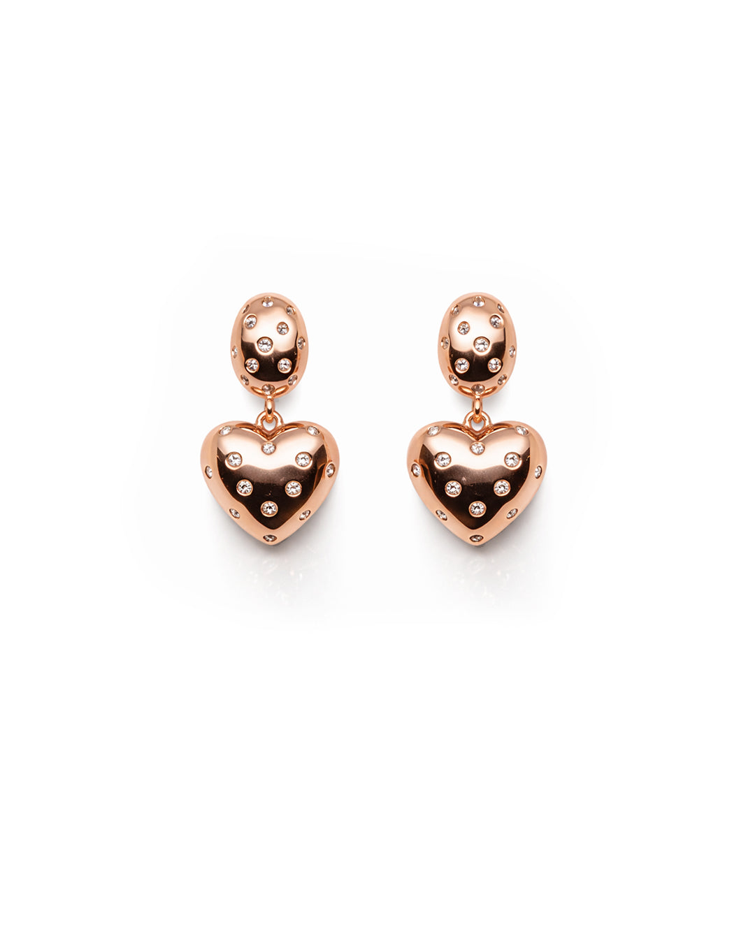 Atria 925 Sterling Silver Rose Gold Heart Drop Earrings
