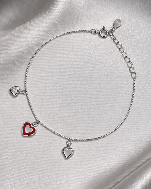 Heart-a-licious 925 Sterling Silver Heart Charm Bracelet