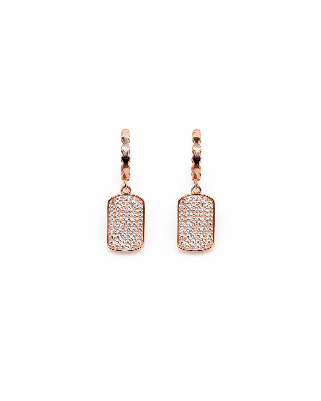 Nova Drops 925 Sterling Silver Rose Gold Zircon Rectangle Drop Earrings