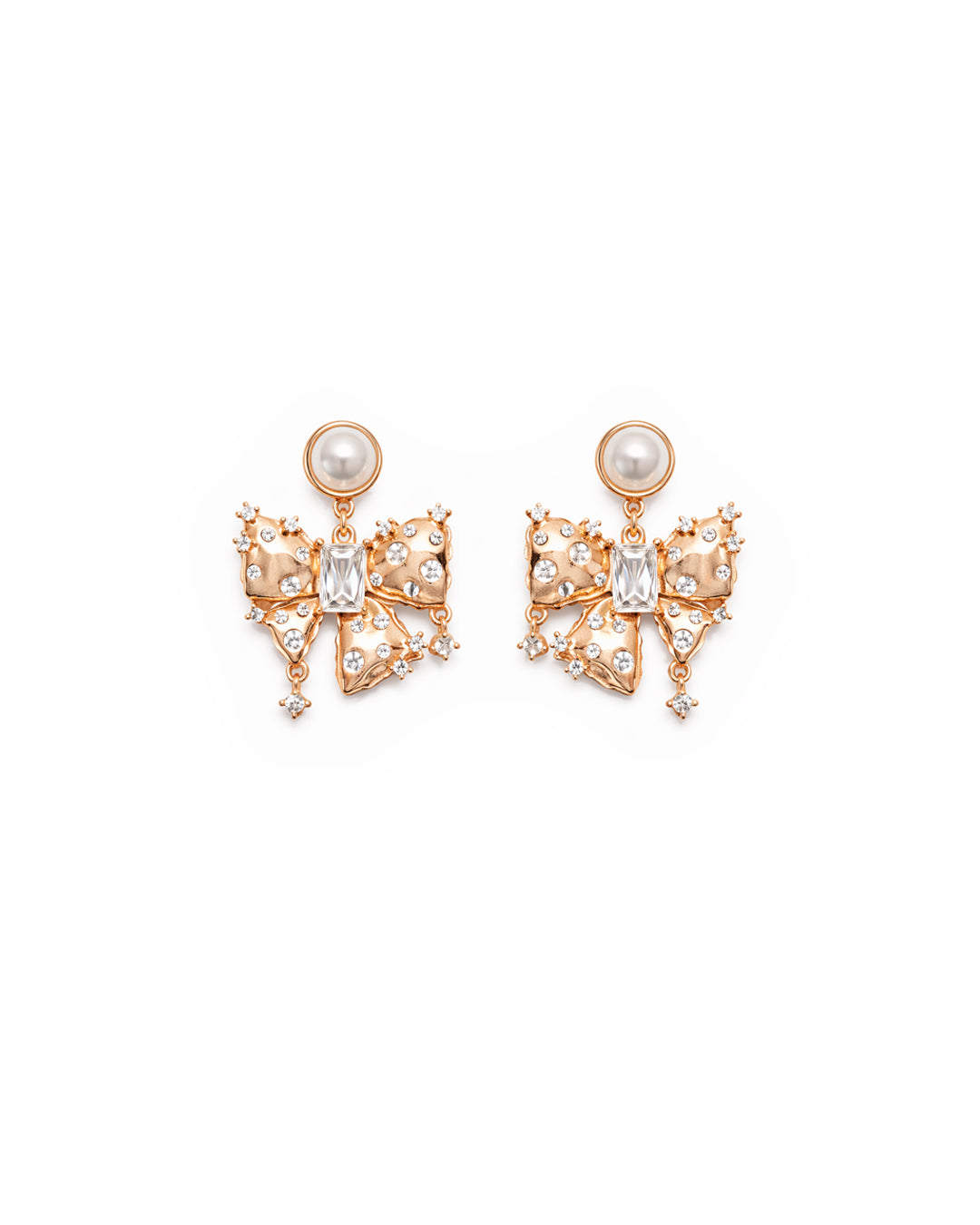 Buttery Glitz 925 Sterling Silver Rose Gold Butterfly Pearl Drop Earrings
