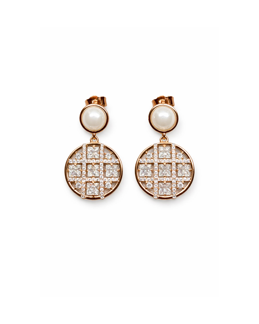 Pearly Bloom 925 Silver Rose Gold Pearl Earrings
