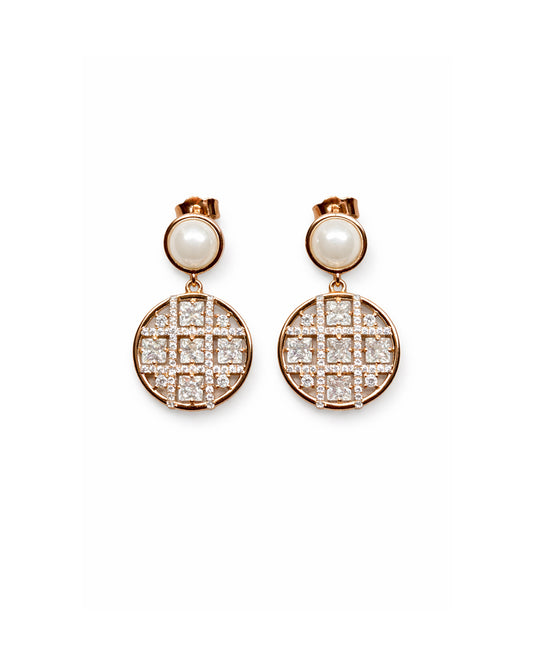Pearly Bloom 925 Silver Rose Gold Pearl Earrings