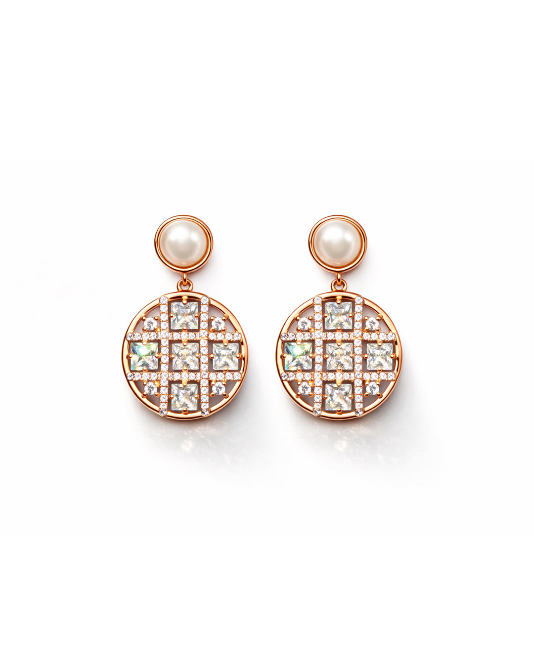 Pearly Bloom 925 Silver Rose Gold Pearl Earrings