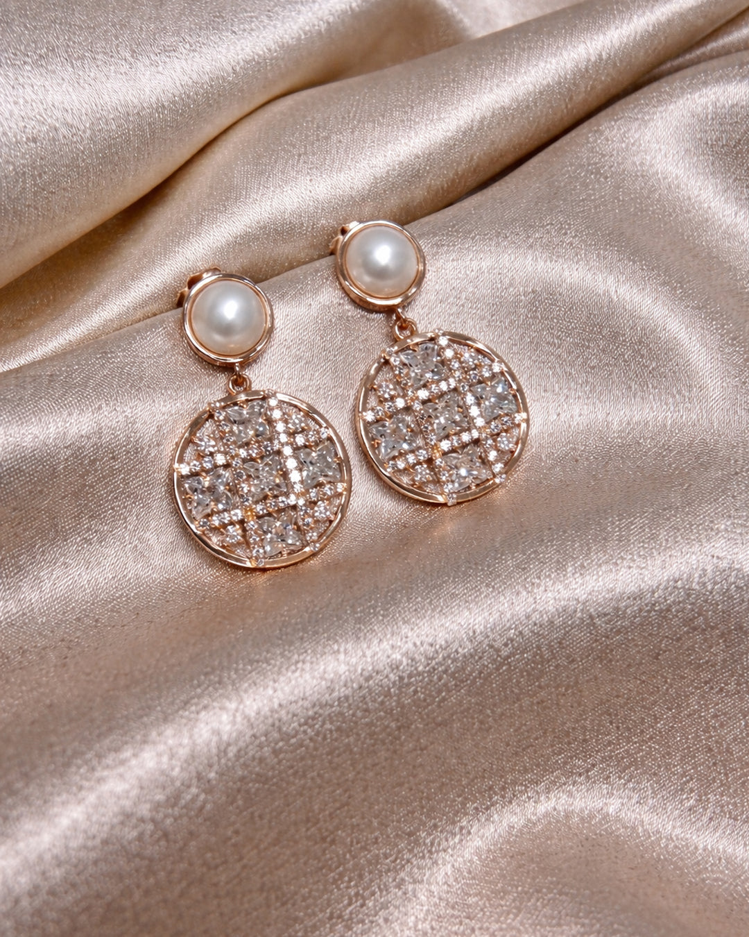 Pearly Bloom 925 Silver Rose Gold Pearl Earrings
