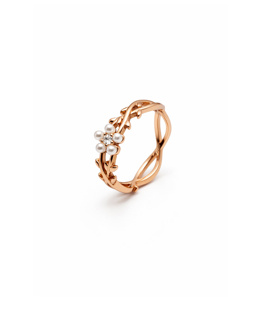 Pearly Paradise 925 Sterling Silver Adjustable Floral Ring