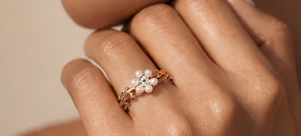Pearly Paradise 925 Sterling Silver Adjustable Floral Ring