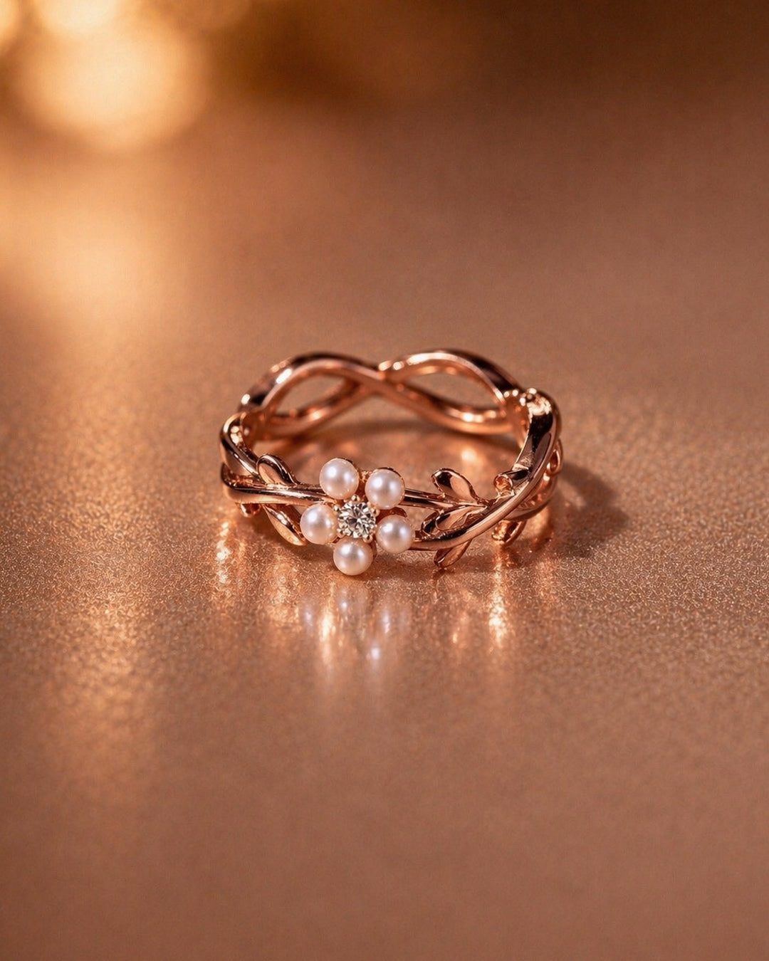 Pearly Paradise 925 Sterling Silver Adjustable Floral Ring