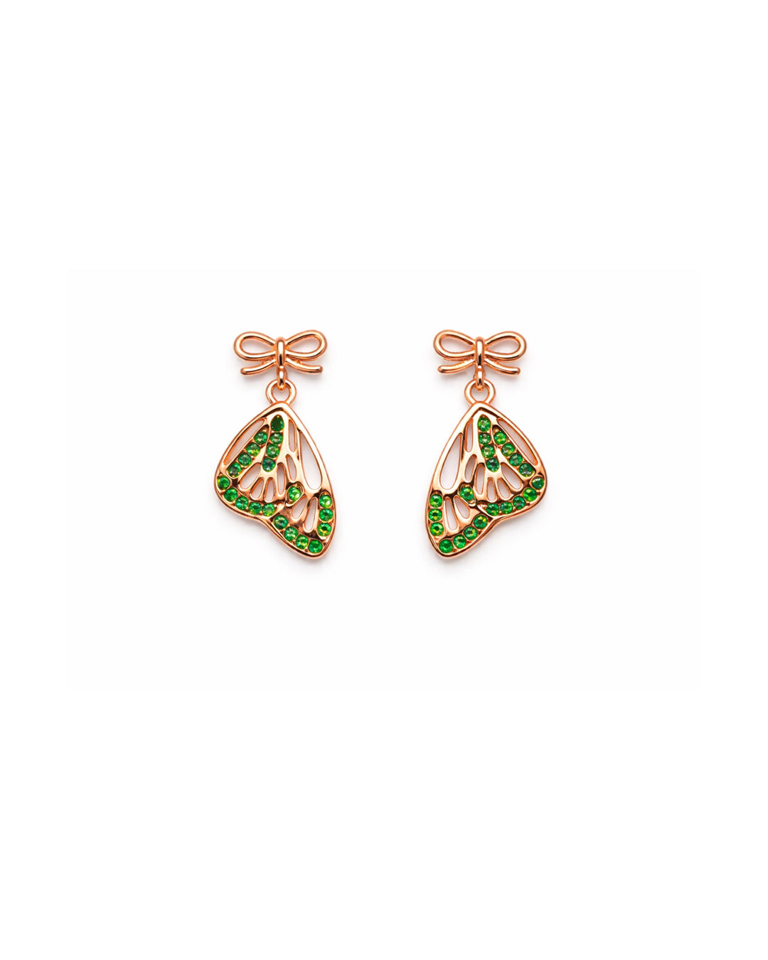 Nature Swirl 925 Sterling Silver Rose Gold Bow Drop Earrings