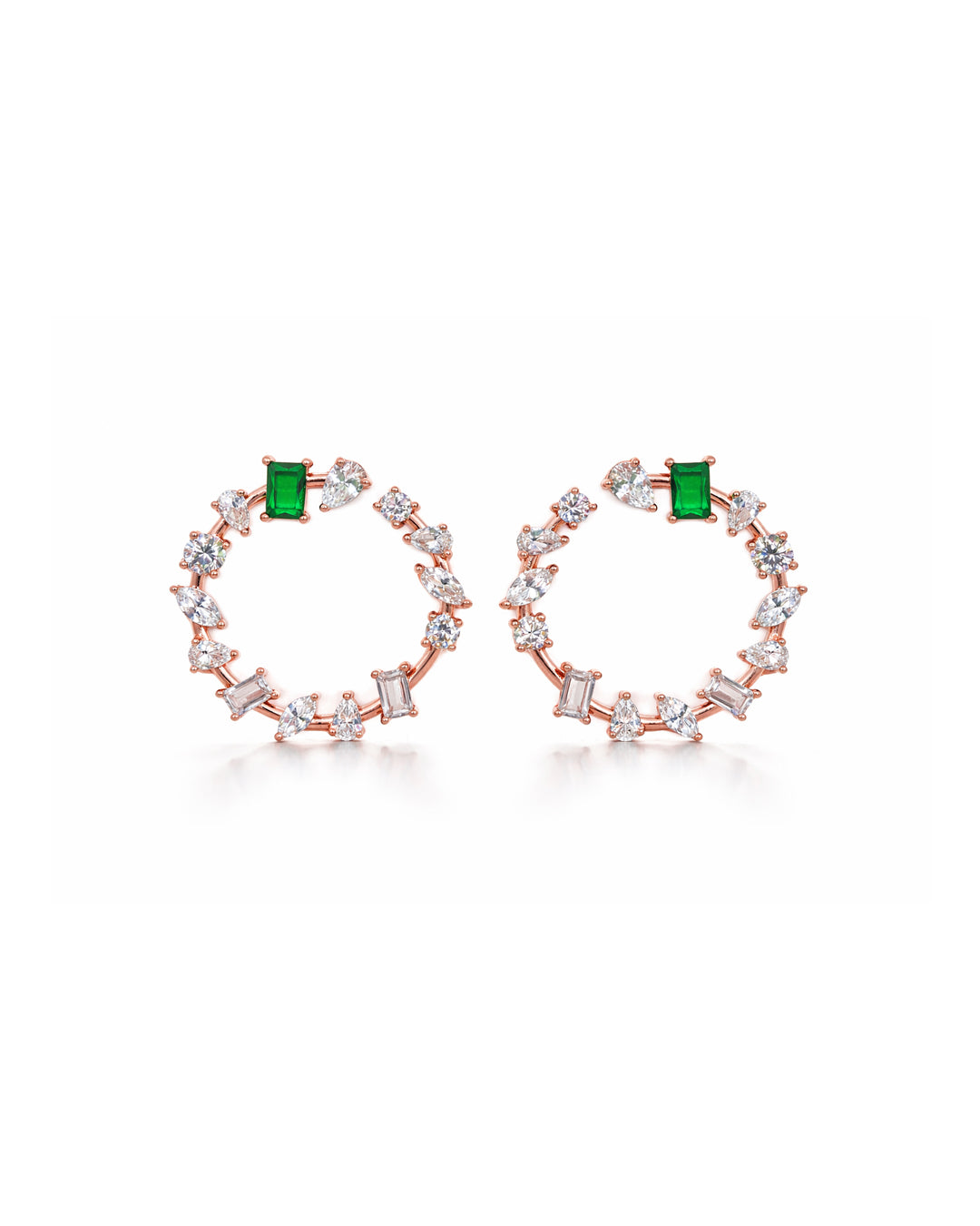 Green Sea 925 Silver Rose Gold Stone Earrings