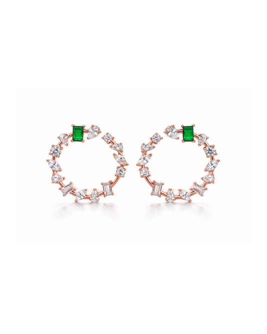 Green Sea 925 Silver Rose Gold Stone Earrings