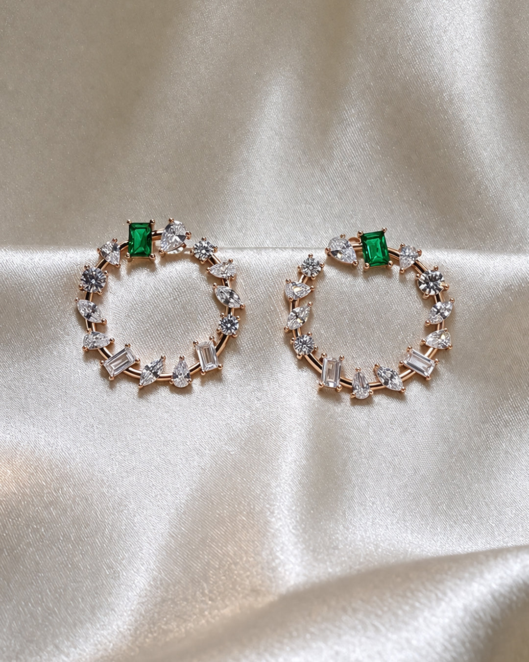 Green Sea 925 Silver Rose Gold Stone Earrings