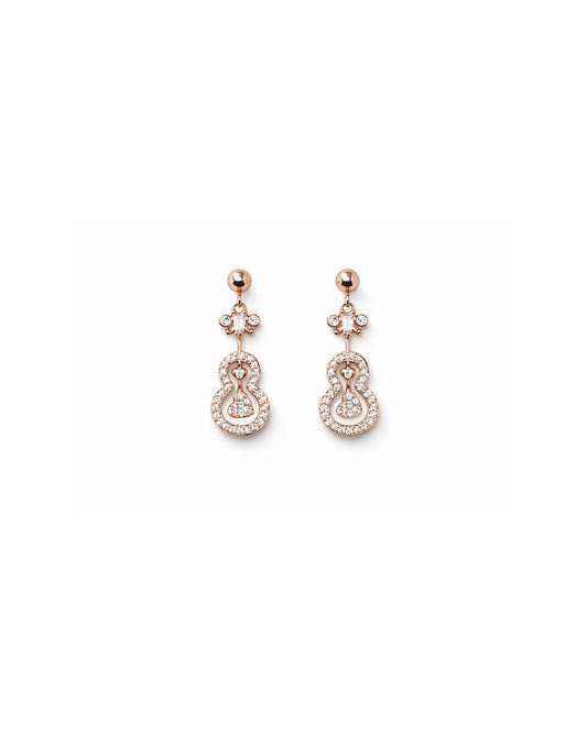 Jazz 925 silver earrings with rose gold polish and green stone detailing