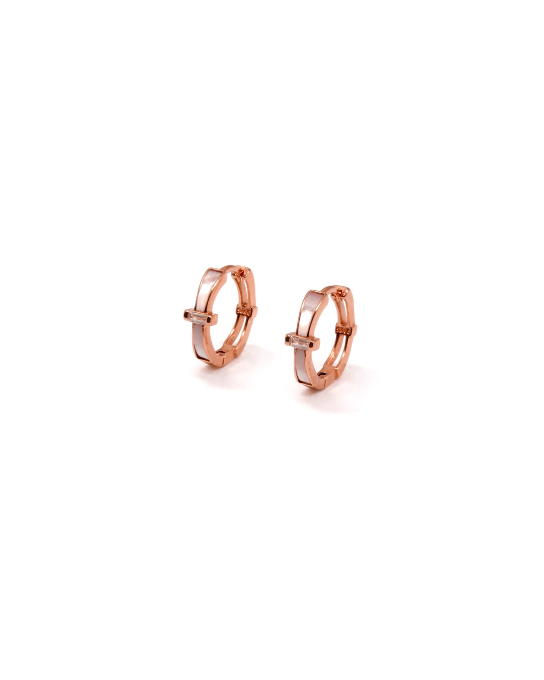 Axon 925 Silver Rose Gold Hoop Earrings