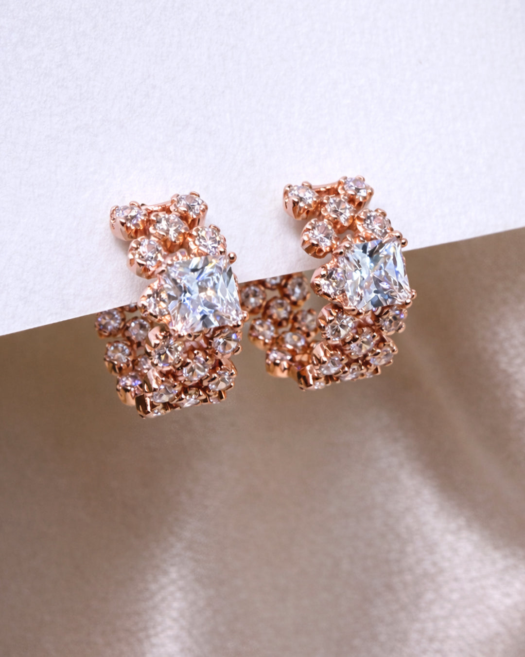 Pulse 925 Silver Rose Gold Hoop Earrings