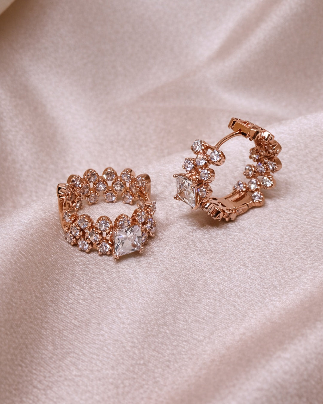 Pulse 925 Silver Rose Gold Hoop Earrings