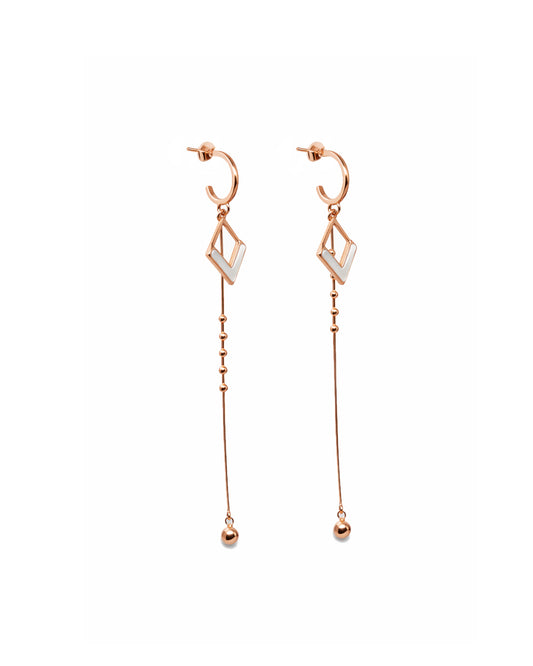 Velvet Drops 925 Sterling Silver Rose Gold Geometric Long Chain Drop Earrings
