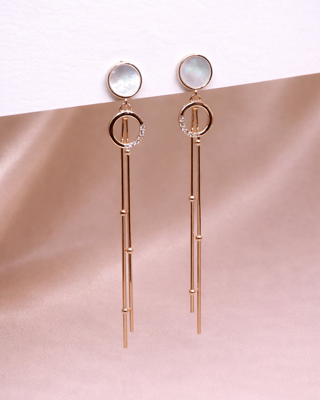 Hopper 925 Sterling Silver Rose Gold Mother of Pearl Long Tassel Drop Earrings