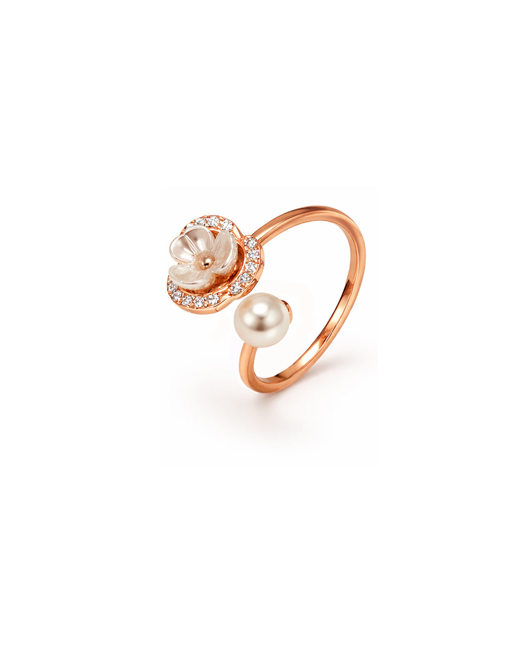 Pearly Paradise 925 Sterling Silver Adjustable Pearl Blossom Ring