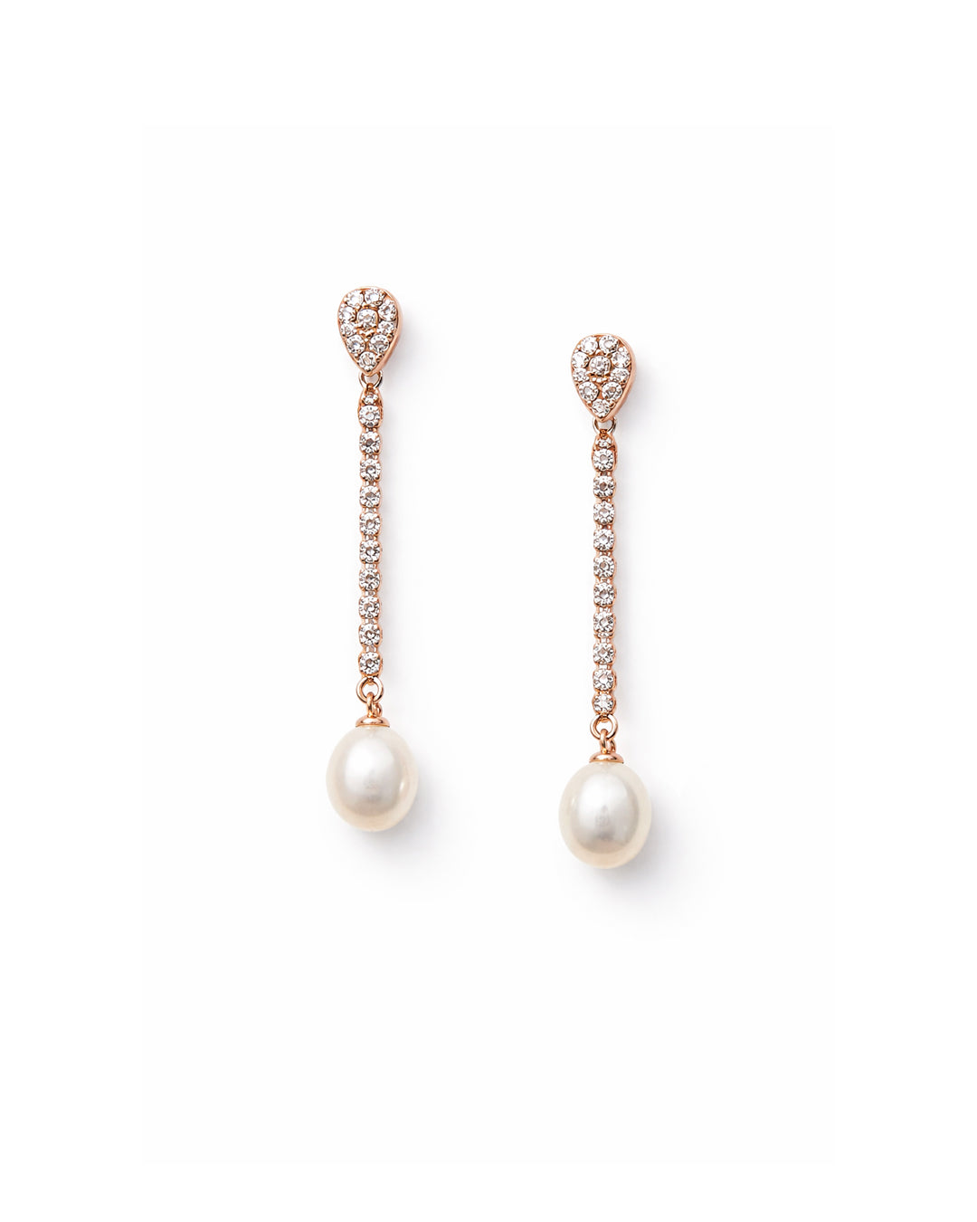 Softy 925 Sterling Silver Rose Gold Pearl Drop Earrings