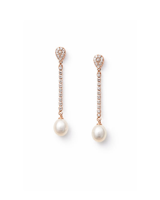 Softy 925 Sterling Silver Rose Gold Pearl Drop Earrings