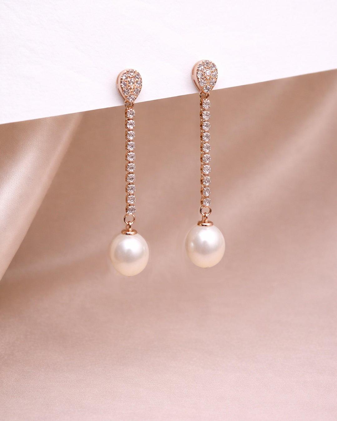 Softy 925 Sterling Silver Rose Gold Pearl Drop Earrings