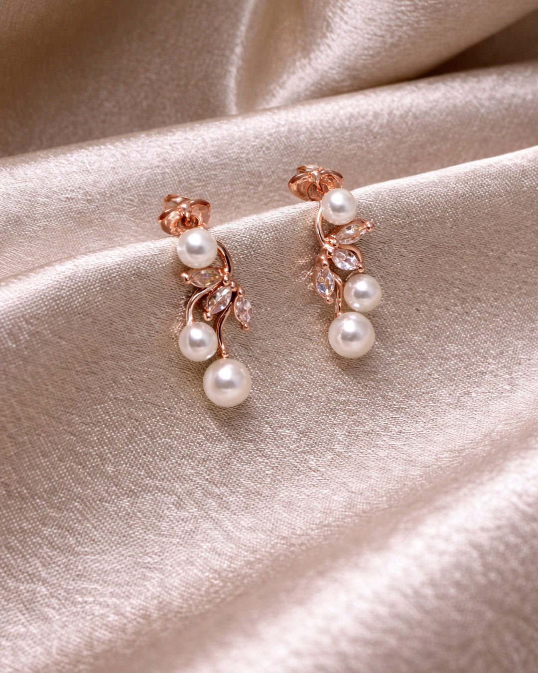 Softy Pearl 925 Silver Rose Gold Pearl Earrings