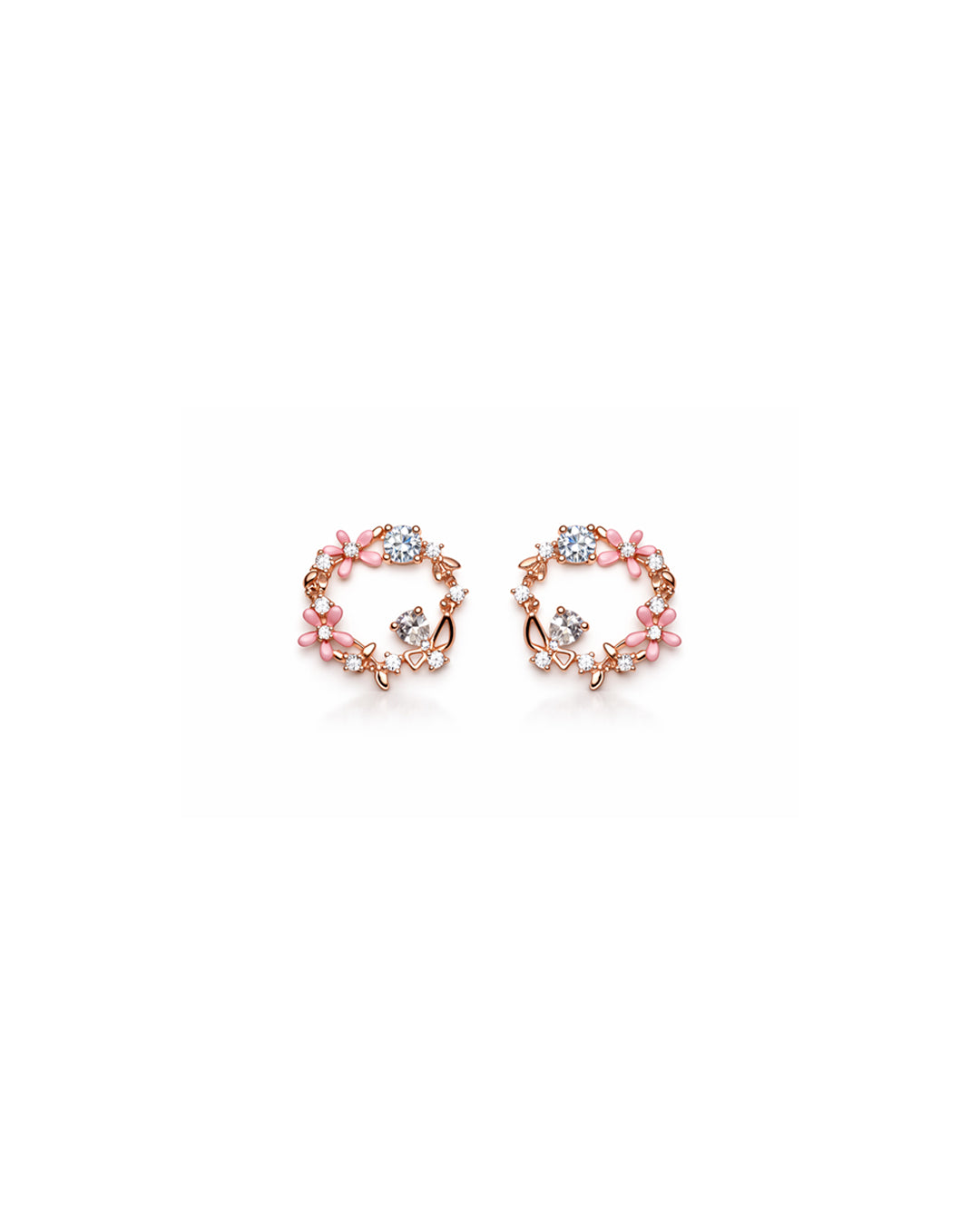 Misty Morning 925 Sterling Silver Floral Wreath Stud Earrings