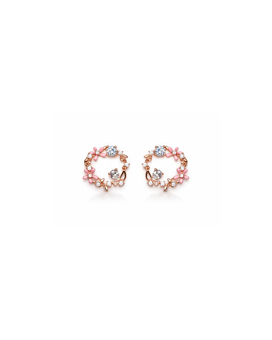Misty Morning 925 Sterling Silver Floral Wreath Stud Earrings