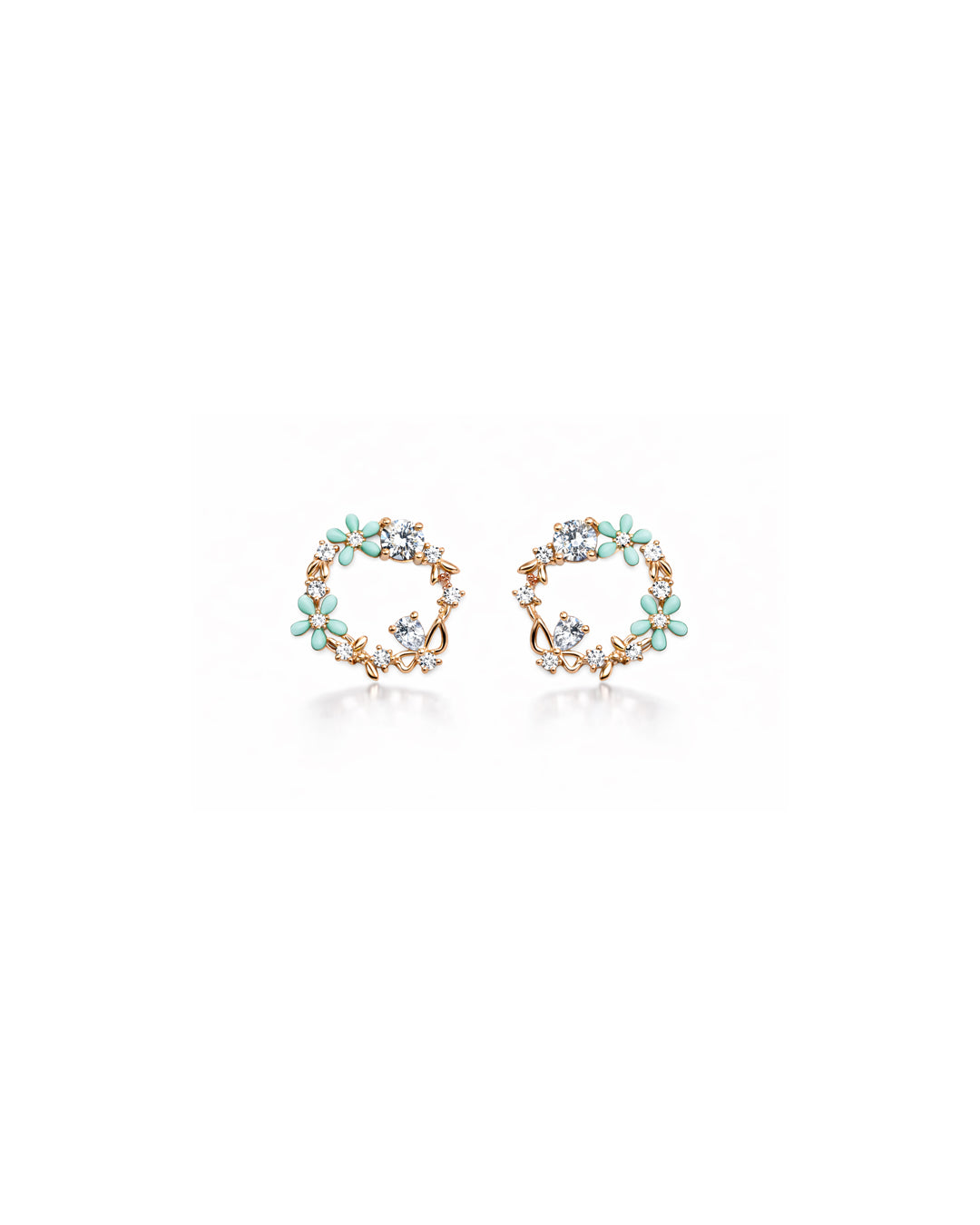 Hazel Blue 925 Sterling Silver Floral Wreath Stud Earrings