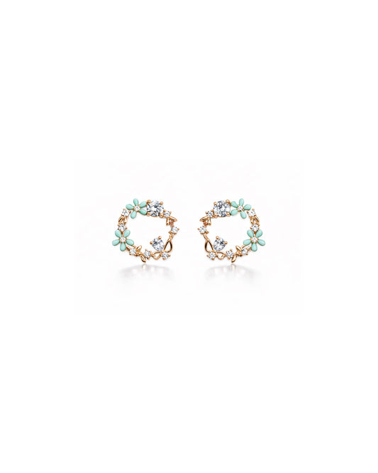 Hazel Blue 925 Sterling Silver Floral Wreath Stud Earrings