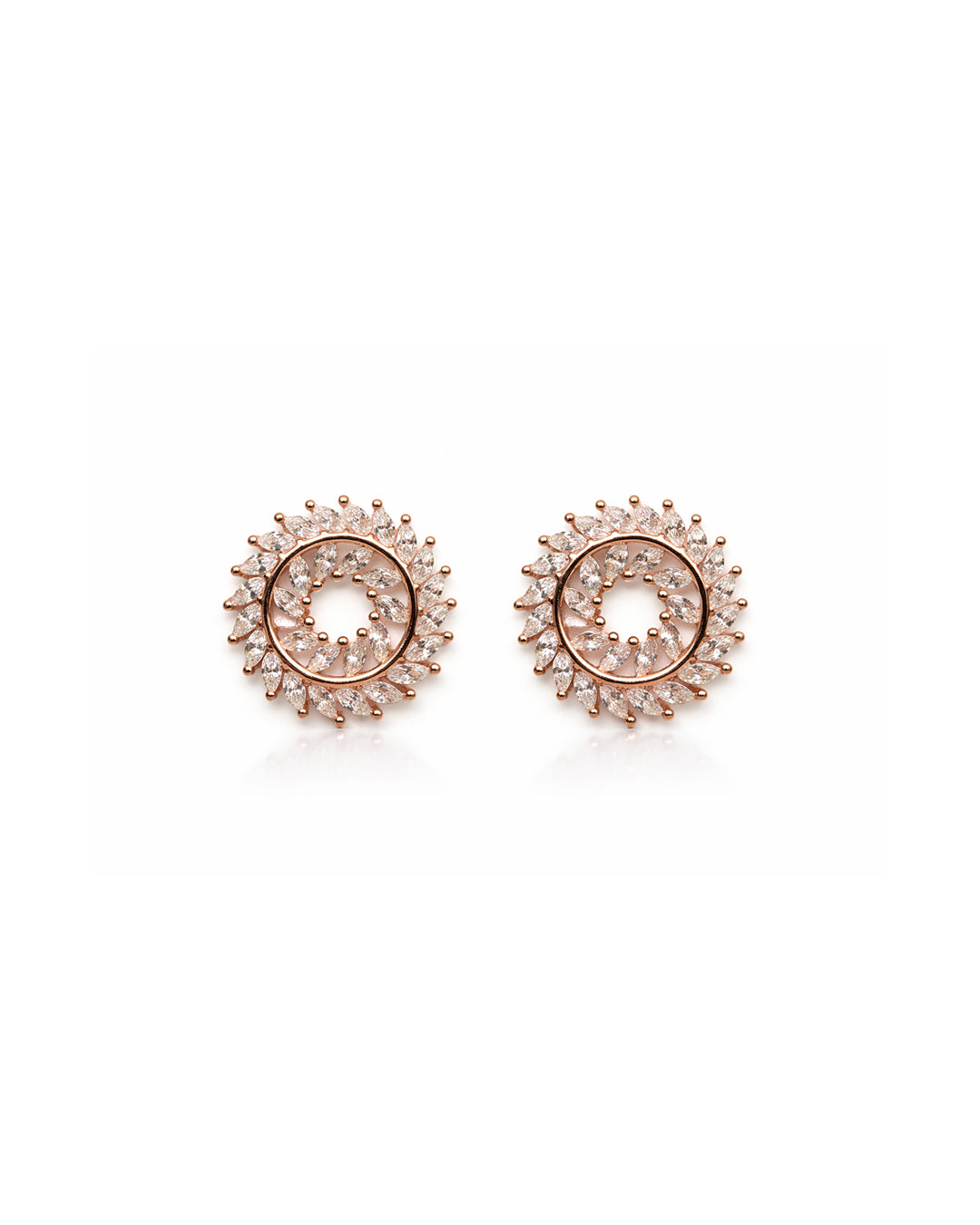 Twirl On 925 Sterling Silver Rose Gold Zircon Floral Stud Earrings