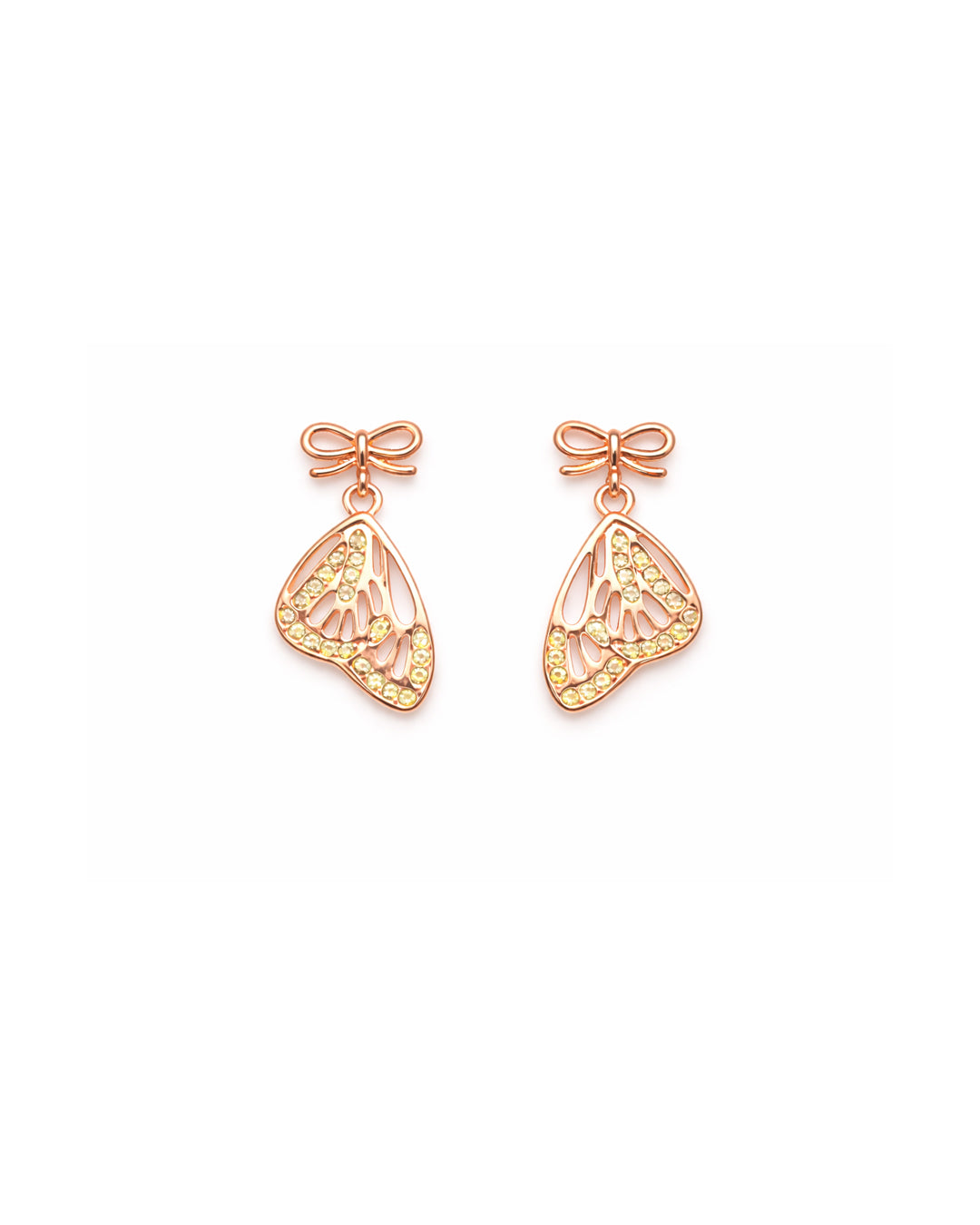 Jitters 925 Silver Rose Gold Bow Drop Earrings