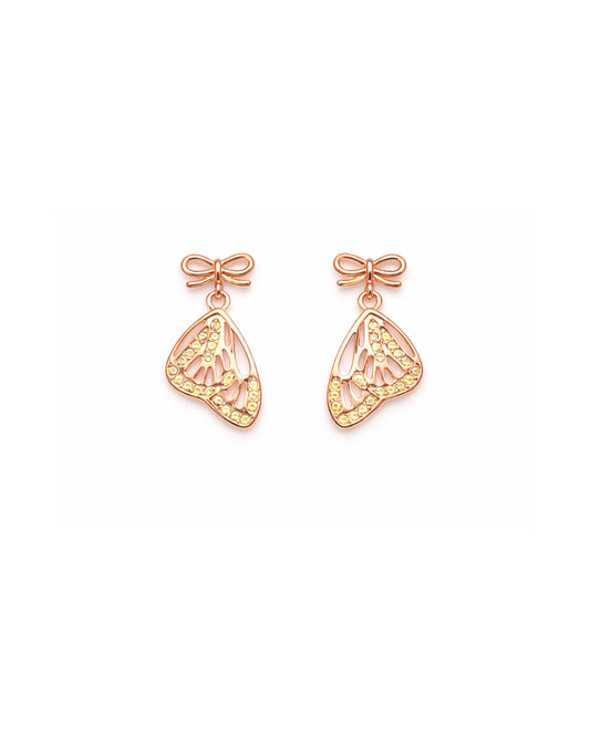 Jitters 925 Silver Rose Gold Bow Drop Earrings